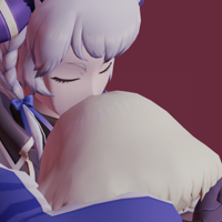 3D render of Haze calmly hugging Elnath and stroking her hair. Elnath is sort of drooping sadly into her chest, face hidden and looking defeated. (in-game models)