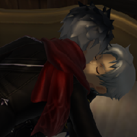 3D render of Kocis kissing Ix. Ix is lying back on the bed while Kocis leans over him. The lighting is soft, dark, and weirdly dramatic. (in-game models)