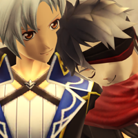 3D render of Kocis falling asleep on Ix's shoulder. Kocis is smiling in his sleep, and Ix is looking down and smiling fondly at him. The lighting is soft and warm. (in-game models)
