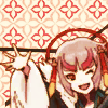 Avatar; Mercuria peeking out from the bottom of the icon and waving. Nearly the entire top half of the icon is negative space.